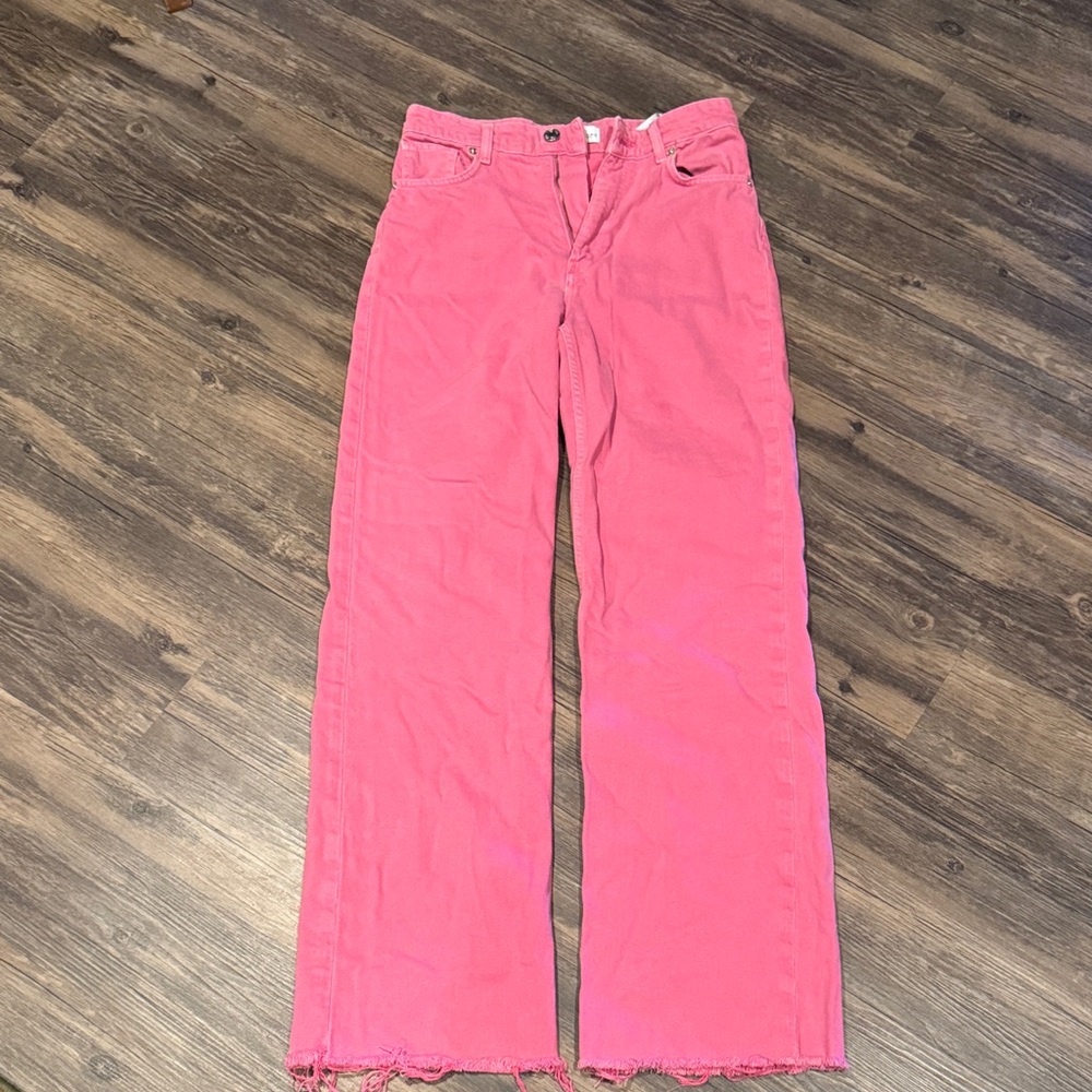 Zara Vibrant Pink Wide Leg Jeans